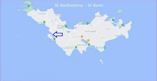 Map showing St Barth ferry arrival area